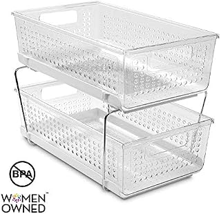 madesmart Large 2-Tier Organizer without Dividers - Clear | BATH COLLECTION | Slide-out