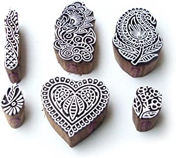 Royal Kraft Heart and Paisley Hand Made Designs Wooden Block Stamps (Set of 6)