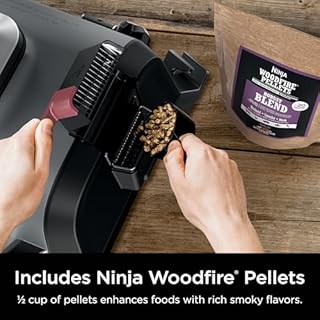 Ninja Woodfire Outdoor Grill & Smoker, 6-in-1 Functionality, Grill, Smoke, Bake, Roast, Air Fry, Broil, Authentic Woodfire Flavors, Electric Heat, OG321