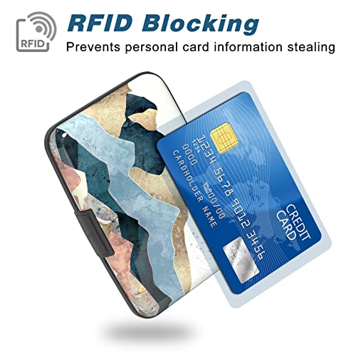 Image of Credit Card Holder, Mini Aluminum Card Wallet RFID Blocking Slim Metal Hard Card Case for Women Men, Watercolor Sunset