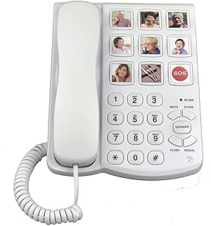 N/A Big Button Corded Elder With Speakerphone, Zoom One-key Touch Picture Elder Landline Phone
