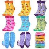 Silicherry 6 Pairs Summer Fruit Pilates Yoga Socks for Women Novelty Grippy Socks Non-slip Gift for Dance Workout(Hawaii)