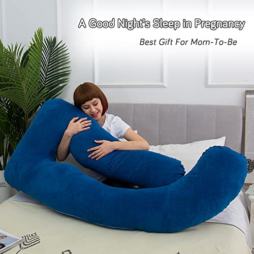 Amcaton 60 Inch Pregnancy Pillows For Sleeping, Extra Large U Shaped Body Pillow, Pregnancy Pillow, Maternity Pillow For Pregnant Women With Velour Cover (Blue) #TOP7