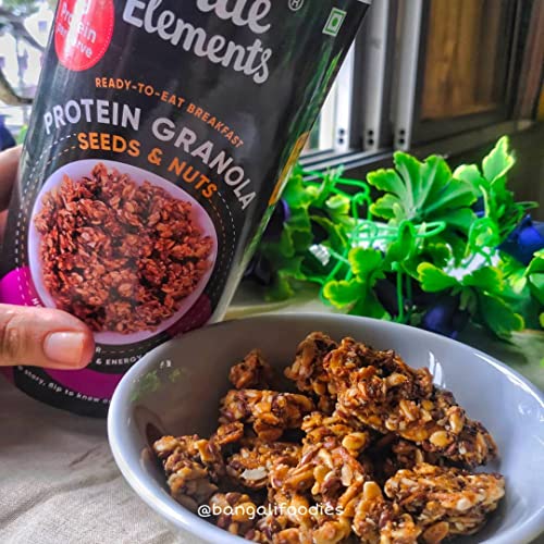 Image of True Elements Crunchy Protein Granola 450g - with 73% Seeds & Nuts, Certified Gluten Free | Granola for Breakfast | No Added Sugar