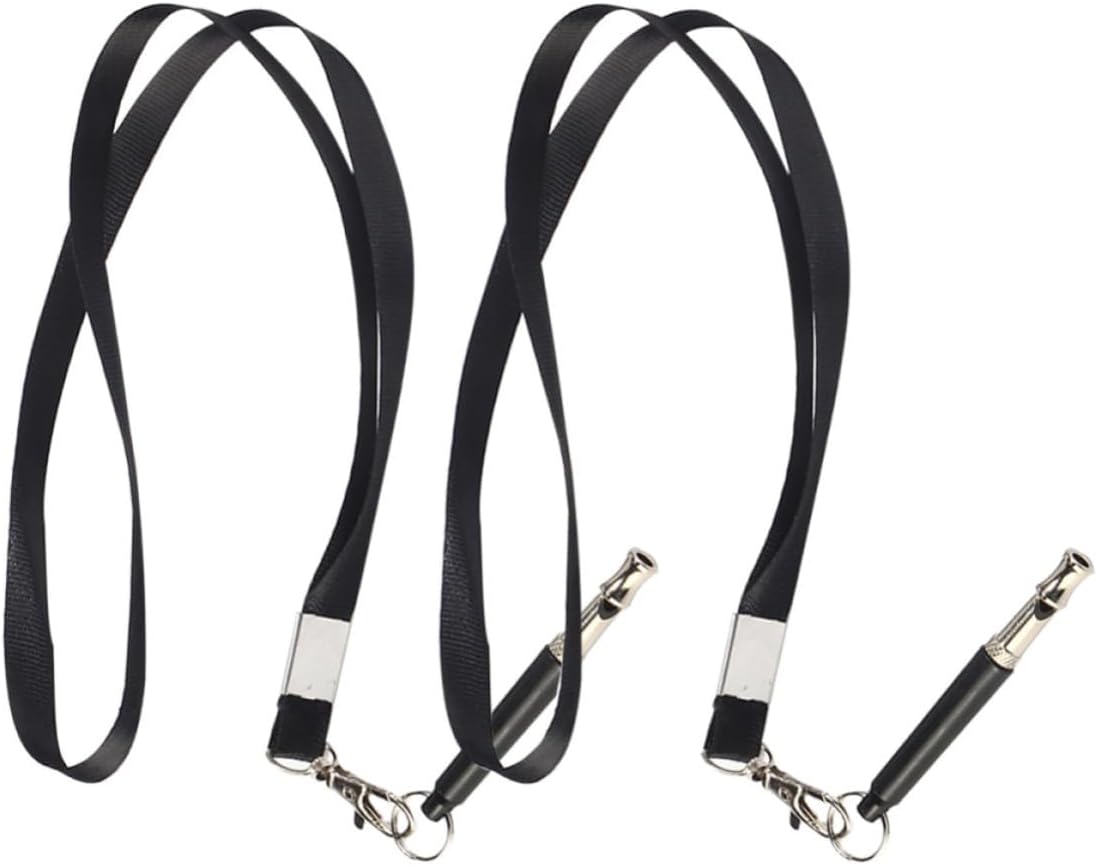 DOITOOL Ultrasonic Dog Training Whistles Chromeplate and Nylon Material Adjustable 2 Sets with Lanyard for Bark and Contact Outdoor Use