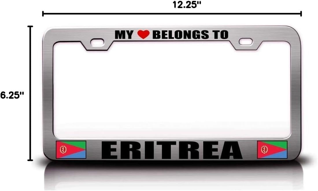 My Heart Belongs to Eritrea Flag Metal Car SUV Truck License Plate Frame Ch y10