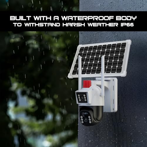 Image of GIGAWATTS Solar 5MP + 5MP Dual Lens 4G CCTV Dual Camera with 5MP 7W Panel 10W Battery IP66 Automatic On /Off Motion Sensor Solar Security Cam for Garden Parking Garage Basement Farms (Pack of 1, White)