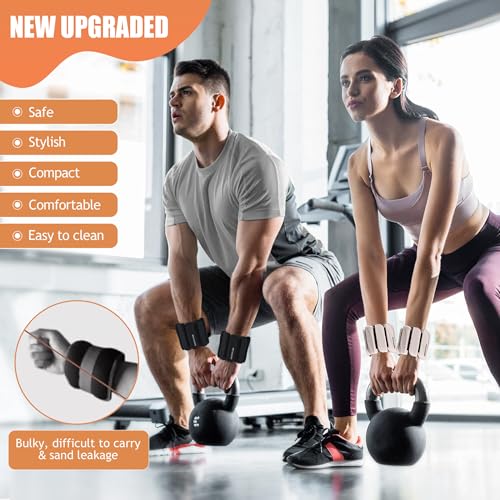 BECOJADDE Ankle Weights for Women Men Adjustable 1LB Wrist Weights Bracelet Set of 2 for Home Gym Weighted Bangles Wristbands Leg Arm Weights for Walking Swimming Running Pilates Yoga Gym, Beige - Thumbnail 2