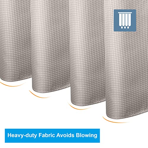Image of AmazerBath Waffle Shower Curtain 78 Inches Long, Khaki Shower Curtain Fabric Heavy Duty 240GSM, Hotel Quality Bathroom Shower Curtains Tan, 72 x 78 Inches