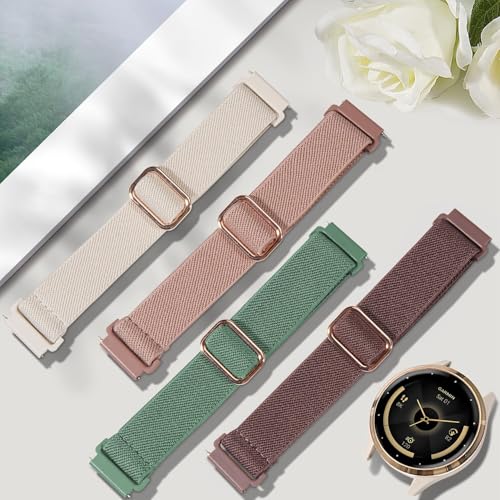 EverAct 4 Pack Stretchy Nylon Compatible with Garmin Venu 3S Watch Band/Venu 4 41mm/Venu 2S/Vivoactive 4S/Vivomove 3S/Forerunner 255S 265S, 18mm Quick Release Loop Fabric Soft Strap for Women Men by EverAct - Used condition - Image 5