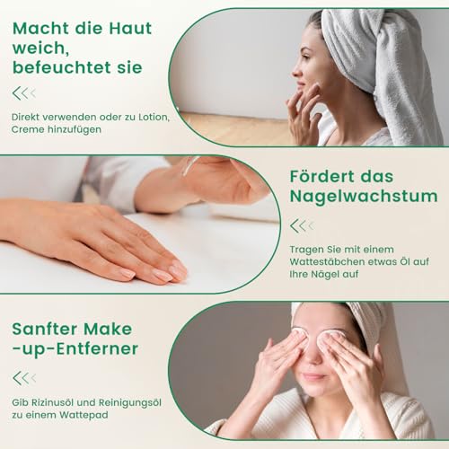 PHATOIL Rizinusöl Bio Kaltgepresst 236ML, Organic Castor Oil 100% Rein Natürlich, Rizinus Öl für Haaröl, Körperöl, Wimpern, Augenbrauen, Nägel, Bart, Rizinusöl Packung für Leberentgiftung