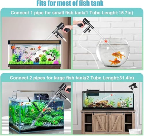 Aspirateur à gravier pour aquarium avec débit réglable et tuyau d'eau de 3 mètres pour un lavage efficace du sable et une filtration de l'eau dans les aquariums
