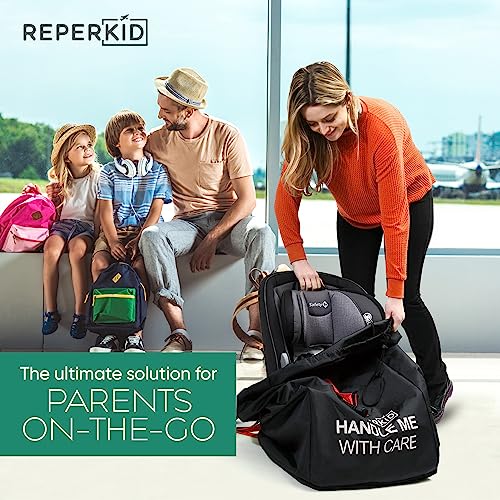 reperkid car seat travel bag for airplane black and green 3334 h x 1834 w x 1834 d fits most convertible booster and infant car seats  premium waterproof cover adjustable shoulder strap