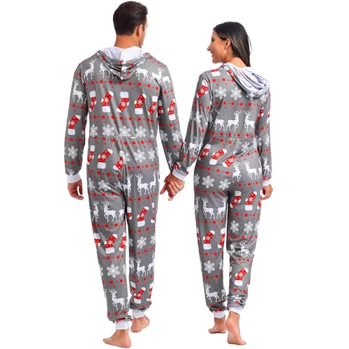 frawirshau Christmas Onesie Pajamas For Family Couples Onesie Pajamas For Women Onesies3