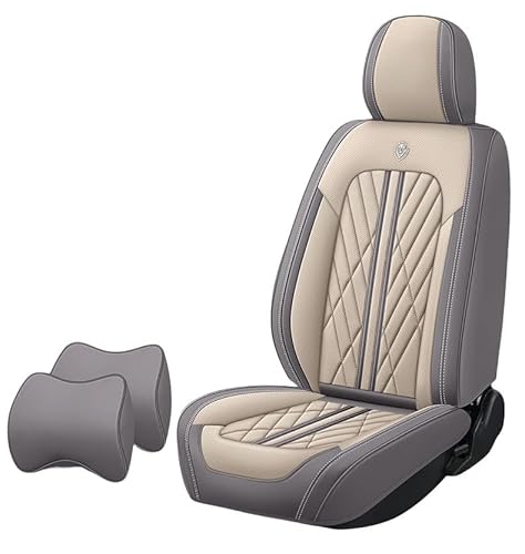 日産セレナ C27 C26 C25 H28.8~に適用車シートカバー座布団 防水 全天候型汚れ防止 取付簡単 滑り止め 収納便利クッションプロテクター前後席背もたれ耐摩耗性通気ナッパレザー素材(灰ベージュ)