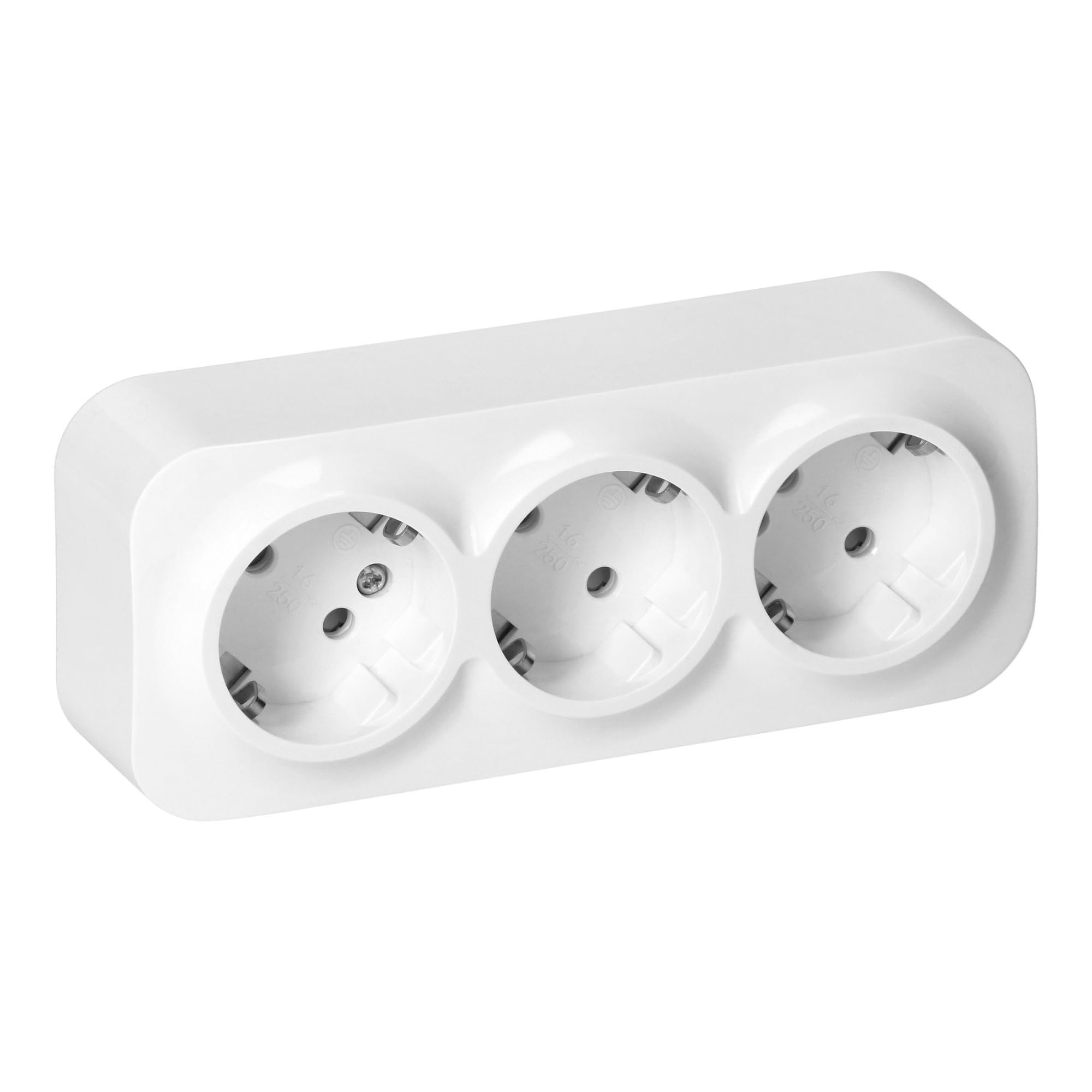 Enchufe Pared Schuko Toma de Corriente Pared IP20 Enchufe de Superficie Blanco 16A/230VAC Duradero y Seguro para Uso Doméstico y Comercial