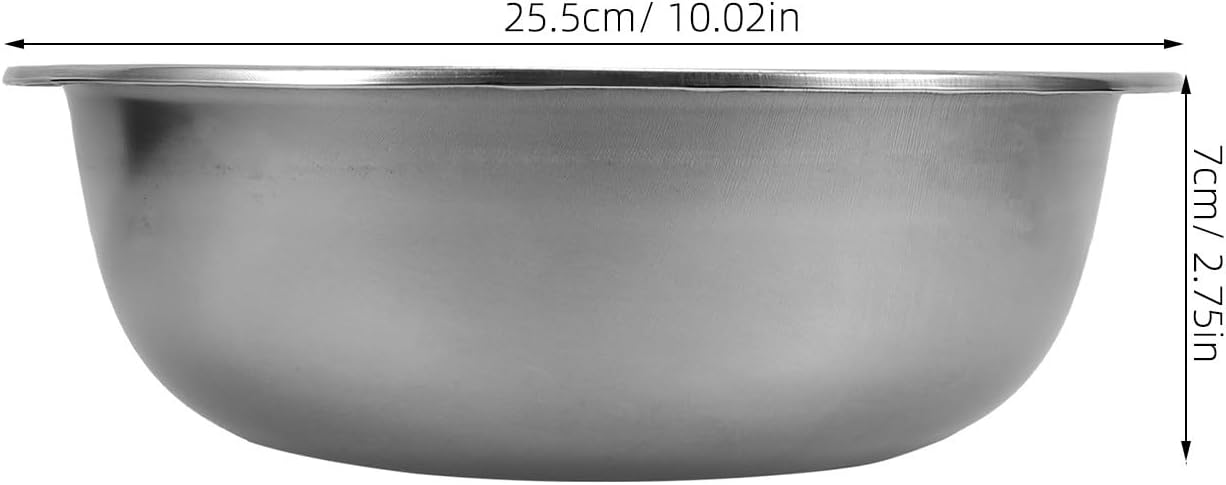 Ciieeo Stainless Steel Basin 25.5cm Silver Large Capacity Kitchen Bowl