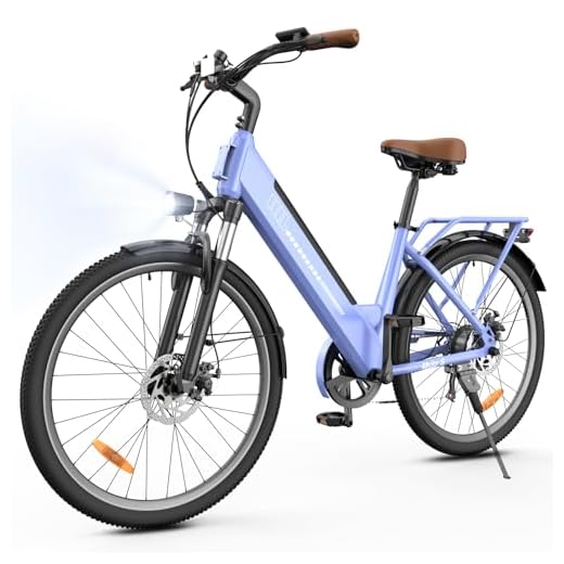 Finbike 26 Zoll E Bike für Erwachsene, 7-Gang Elektrofahrrad mit abnehmbarem 36V 13Ah Akku, 25 km/h und 88KM Reichweite, voll ausgestattet mit Ablagen, Autolampen und Stoßdämpfung