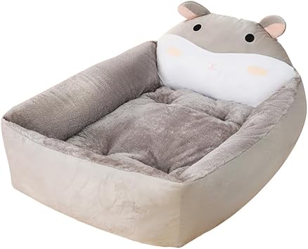Winter Warm Plush Dog Beds Square Sleeping Kennel for Pet Dogs Large, Gray