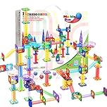PicassoTiles Marble Run 150-Piece Magnetic Tile Race Track Toy Play Set STEM Building & Learning Educational Magnet Construction Kit Child Brain Development Toys Boys Girls Age 3 4 5 6 7 8+ Years Old