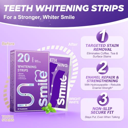 Image of Purple Teeth Whitening Strips for Sensitive Teeth 20 Count Whitener Strips