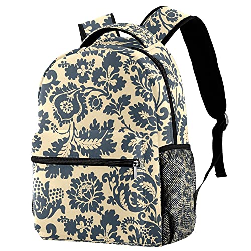 Sac à dos voyage floral vintage garçon fille grand cartable avec filet gourde