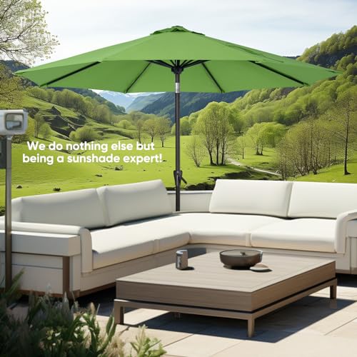 Image of Tempera Patio Market Outdoor Table Umbrella with Push Button Tilt and Crank, Large Sun Umbrella with Sturdy Pole & Fade Resistant Canopy, Easy to Set