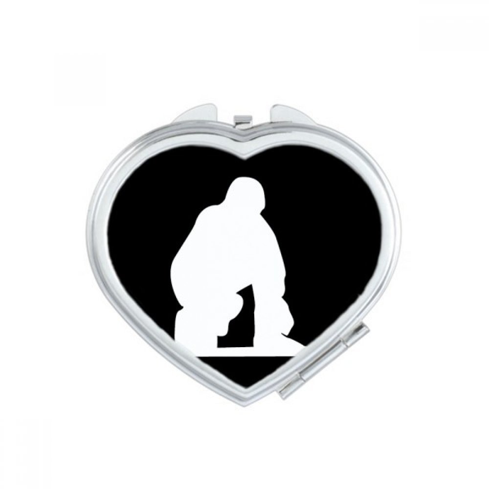 Miroir de poche silhouette silhouette coeur noir skateboard pour maquillage compact