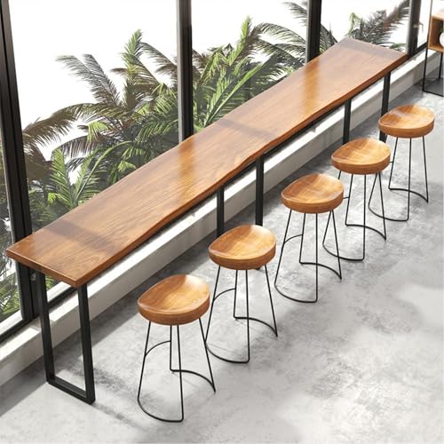 Mesa alta de bar de madera maciza y metal rectangular de 120 cm 4