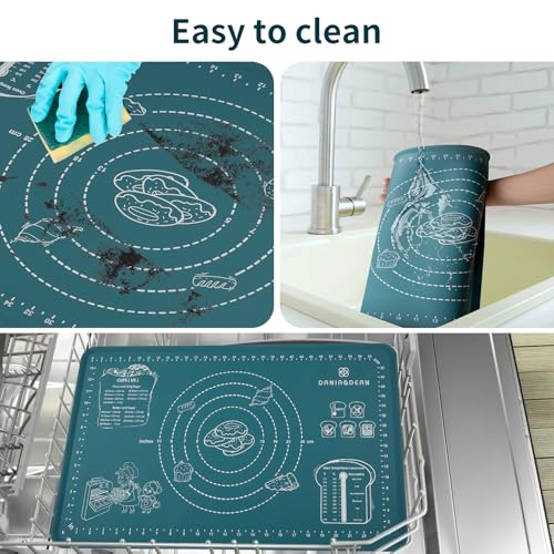 Image of DANIA & DEAN Silicone Baking Mat - Upgrade Mom Theme 26x16 Inch Extra Thick Pastry Mat with Measurements, Non-Slip and Reusable, Kneading Dough Mat for Kitchen Counter, Bread, Cookies, Pizza, Pasta