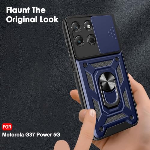 Image of Luxe Back Cover Compatible for Motorola G77 Power 5G / G37 5G / G37 Power 5G | D10 Tough Armor Case | Sliding Camera Shield | 360 Protection | Kickstand Ring Holder | Military-Grade Bumper Case