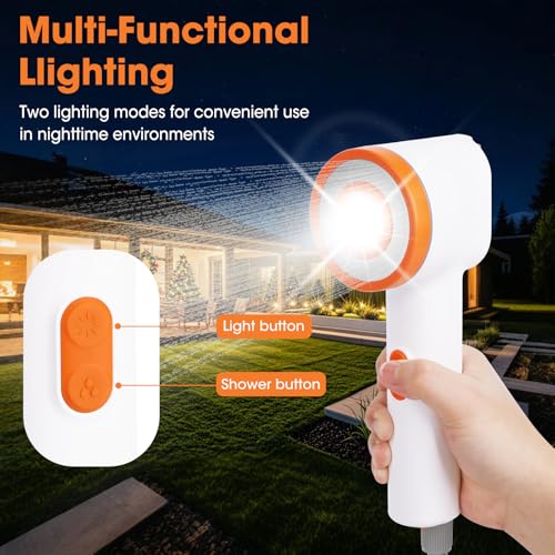 Cabezal de ducha portátil recargable con filtro y bomba de agua integrada, ducha portátil para camping con cubo plegable y luz LED para lavado de autos, baño de mascotas y viaje al aire libre miniatura 3