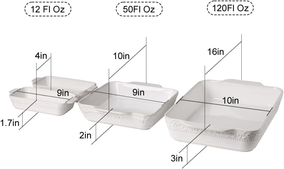 Sweejar Home Ceramic Bakeware Set of 4, Casserole Dishes for Oven, Rectangular Baking Dish with Handles, Lasagna Pans Deep for Cooking, Gratin, Roasting, Banquet and Daily Use(Beige) - Image 5