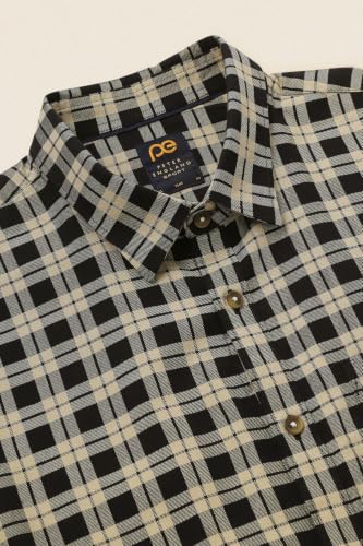 Image of Peter England Men's Checkered Cotton Shirt | Smart Casual | Full Sleeves