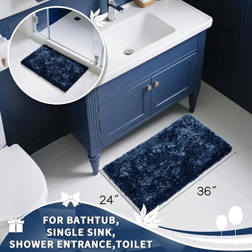 Image of Yimobra Large Bathroom Rug Non Slip 36x24, Extra Thick Soft Absorbent Chenille Bath Mat, Machine Washable Quick Dry Bath Rugs for Bathroom Floor, Tub and Shower, Home Decor Accessories, Peacock Blue