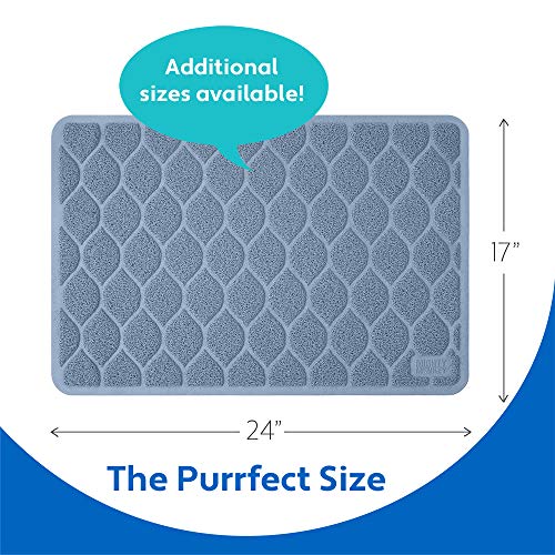 Mighty Monkey Durable Easy Clean Cat Litter Box Mat, Great Scatter Control Mats, Keep Floors Clean, Soft On Sensitive Kitty Paws, Cats Accessories, Large Size, Slip Resistant, 24X17, Light Blue #TOP5