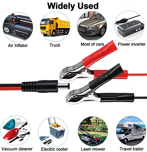 Yeebline Dc 5.5 2.1Mm Battery Clamps Extension Cable, 5Ft 16Awg 12V Dc Battery Alligator Clips Dc Connector Male To Battery Clamp-On Car Charger Power Supply Adapter Cord #TOP6