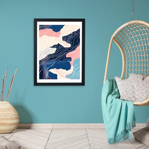 Impression encadrée moderne Contour Flow grand format avec motif abstrait topographique - 6