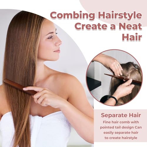 Qufiiry Sleek Bun Bürste, Wildschweinborsten Bürste, Teasing Hair Brush Boar Bristle Hair Brush Tail Comb, Haarbürsten mit Wildschweinborsten, Weiche Naturborsten, für Haar und Bart Styling
