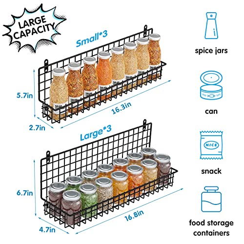 JKsmart 6-Tier Spice Rack Organizer with Door Hook, Wall Mounted & Over the Door Spice Racks for Kitchen Pantry Door Cabinet, Two Size, Large Capacity, Black - Cosy Home Interiors JKsmart 6-Tier Spice Rack Organizer with Door Hook, Wall Mounted & Over the Door Spice Racks for Kitchen Pantry Door Cabinet, Two Size, Large Capacity, Black - Image 5