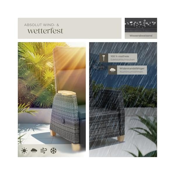 tectake Rattan Relaxsessel 2er-Set mit Liegefunktion