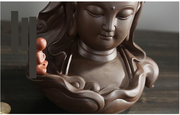 Incense Holder Incense Burner Incense Waterfall Backflow Incense Burner Large Household Indoor Sandalwood Aromatherapy Furnace Ceramic Buddha Statue Creative Crafts Ornaments Backflow Incense Burner