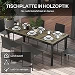 Outsunny Gartentisch Aluminium Holzoptik
