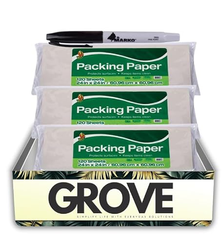 3X Duck 24 in. W X 24 in. L Packing Paper Bundle with Permanent Marker – Protects Keepsakes, Dishes, and Seasonal Items from Scuffs, Scratches, and Dust During Storage or Moving – Gift Set (4 Items).