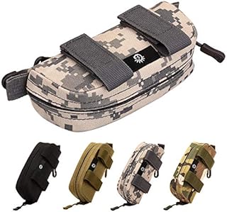 Selighting Tactical Sunglasses Carrying Case Black Military Molle Zipper Eyeglasses Hard Case with Clips