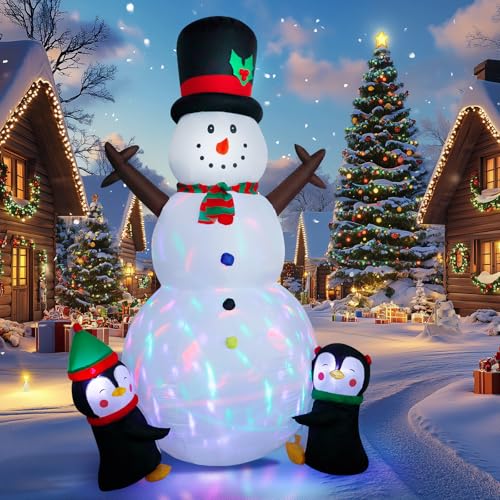 Wothfav Boneco de neve insuflável de Natal, 244 cm, decoração insuflável com luzes LED, para festas de jardim, Natal para interiores e exteriores IP44 impermeável