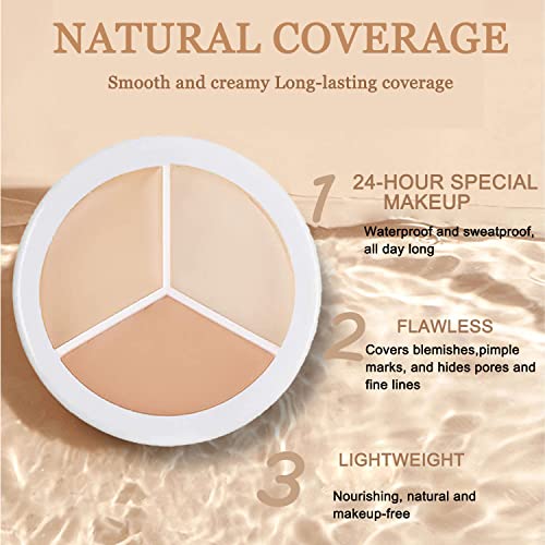 Concealer Contour Palette With Brush,3 In 1 Color Correcting Highlight Concealer Contour Makeup Palette,Color Corrector For Dark Circles，Contouring Foundation Palette Waterproof&Long-Lasting,Contouring Makeup Kit For Beginners Dark Circles.(White) #TOP4