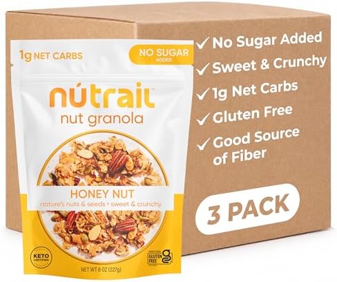 - Nut Granola Cereal, Honey Nut, No Sugar Added, Keto, Low Carb, Gluten Free, Grain Free, Healthy Breakfast 8 oz. 3 Count