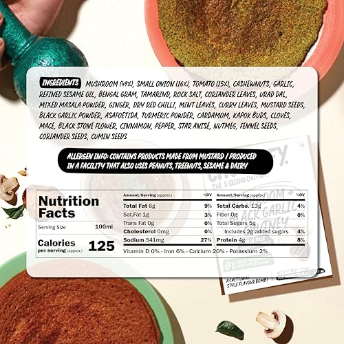Image of CHUTNEFY|Mushroom & Black Garlic Chutney|100% Natural & Superfood Ingredients|Pack of 2*75gms (Dry)|Add Water to Make 300ml|4-5 Servings Per Pack|Uniquely Crafted Chettinad Style Flavour