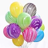 50 Pcs Mixcolor Agate Marble Latex Balloons, Color Marble Tie Dye Swirl Effect Easter Balloons for...